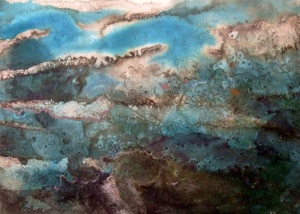 Incubator Ocean Ink,iron,salt and copper crystals on paper60 cm  x 80 cm 2011