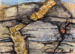 Rock Fissure Ardnamurchan97 x 74cm  Mixed media on paper 1995