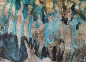 ReykjanesInk, iron, salt crystals and copper crystals on paper63 cm  x 90 cm 2012