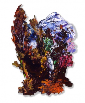 Young Birch below Beinn Eigheacrylic on paper on carbon fibre 68 x 90 cm 2015