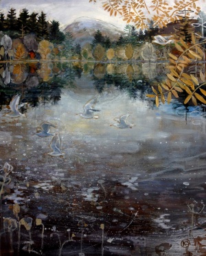 Gulls above the Lochanacrylic on canvas