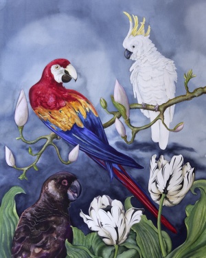 Five Parrots Watercolour on Paper37 x 46 inches