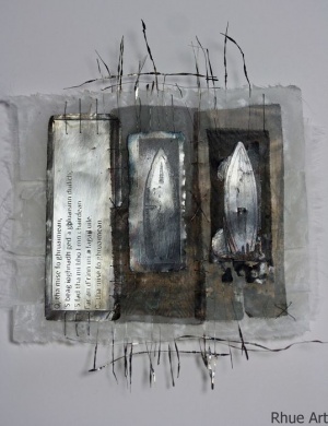 Tha Mise fo Ghruaimean 11woven organdie,silver wire, etched silver, copper shim30 x 30 cm2009